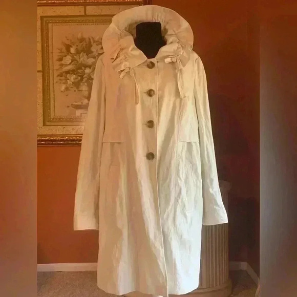 Ann Taylor LOFT Womens Light Khaki Spring Light Trench Coat Jacket Size Large. - Picture 1 of 11